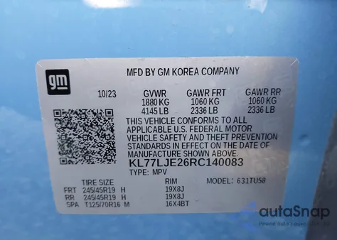 2024 Chevrolet Trax Fwd 2Rs from USA, damaged, VIN KL77LJE26RC140083